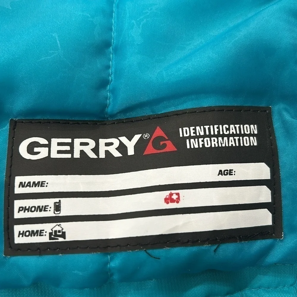 Gerry Girls Winter Coat Jacket Hooded Double Zip Pockets Small‎ 7/8 Turquoise